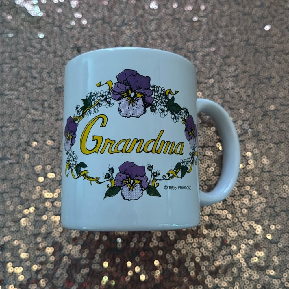Vintage 1995 Primrose Grandma Floral Coffee Mug